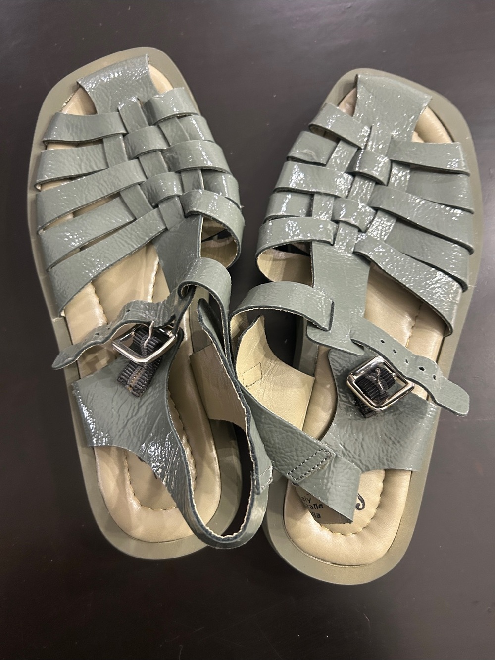 Free People Finn Fisherman Platform Sandals in Sea Serpent Sz 39/US 9